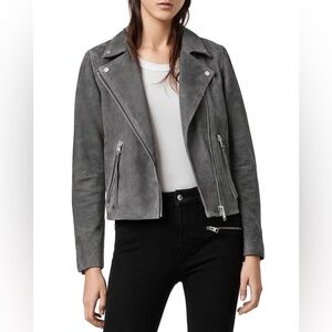 AllSaints Dalby Suede Moto Jacket in Size 4